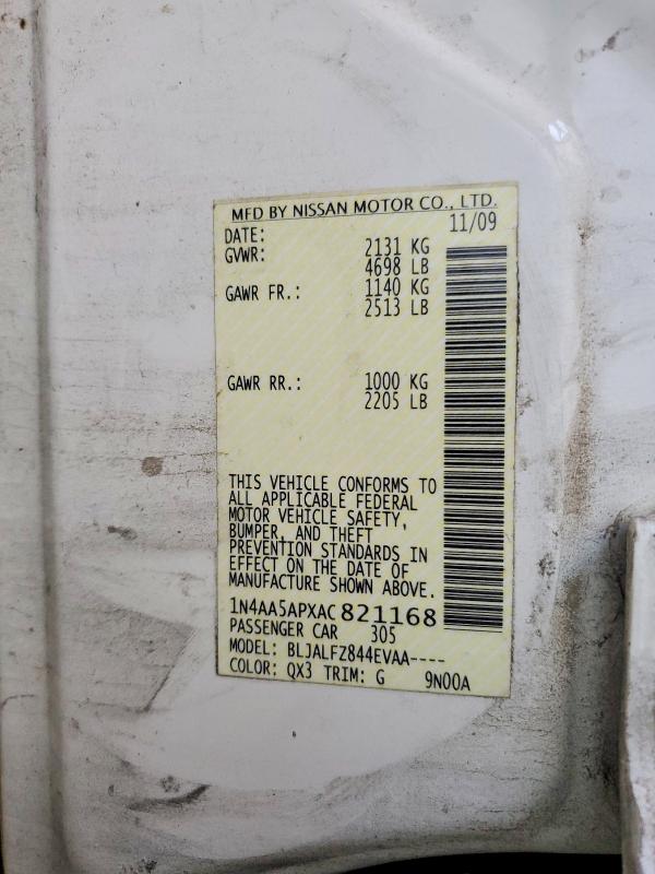 Продажа на аукционе авто 2010 Nissan Maxima, vin: 1N4AA5APXAC821168, номер лота: 63820806
