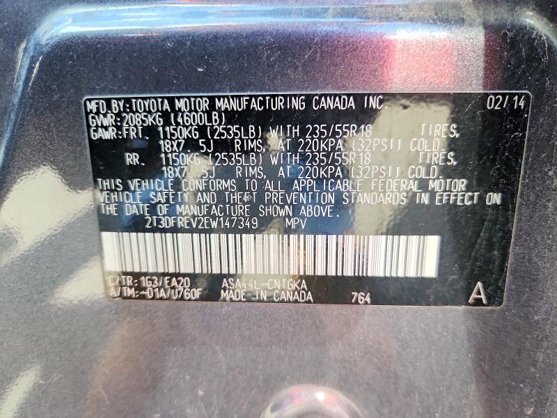 66619696 :رقم المزاد ، 2T3DFREV2EW147349 vin ، 2014 Toyota Rav4 مزاد بيع