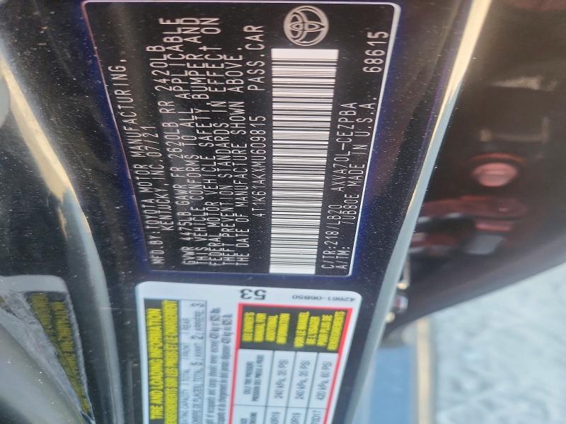 Продаж на аукціоні авто 2021 Toyota Camry, vin: 4T1K61AKXMU609815, номер лоту: 64713436
