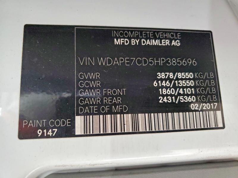 Продажа на аукционе авто 2017 Mercedes-benz Sprinter, vin: WDAPE7CD5HP385696, номер лота: 64583056
