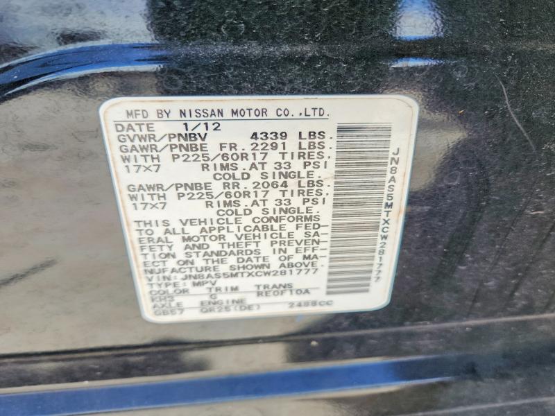 Aukcja sprzedaży 2012 Nissan Rogue, vin: JN8AS5MTXCW281777, numer aukcji: 64832816