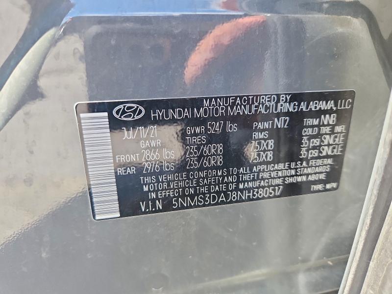 Aukcja sprzedaży 2022 Hyundai Santa Fe, vin: 5NMS3DAJ8NH380517, numer aukcji: 66820876