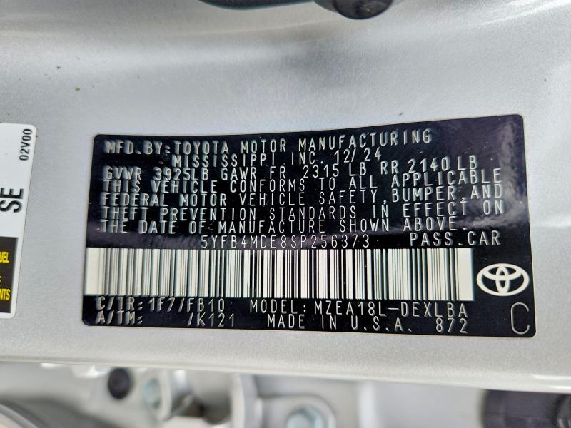 Продажа на аукционе авто 2025 Toyota Corolla, vin: 5YFB4MDE8SP256373, номер лота: 66047546