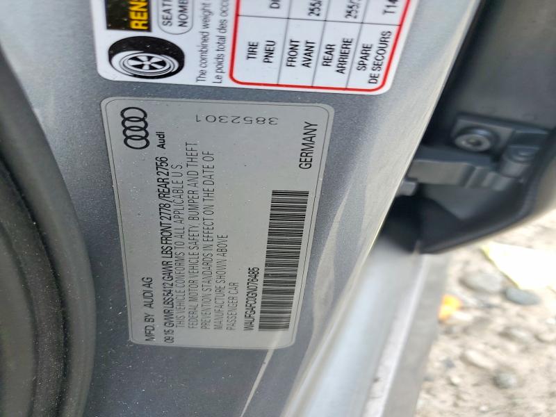 2016 Audi A6 მანქანა იყიდება აუქციონზე, vin: WAUFGAFC0GN076485, აუქციონის ნომერი: 66744786