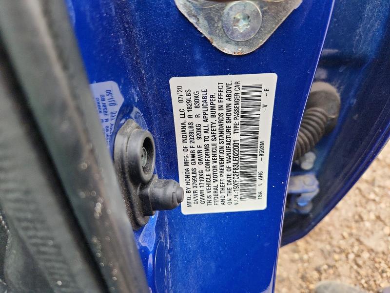 64992586 :رقم المزاد ، 19XFC2F83LE022001 vin ، 2020 Honda Civic مزاد بيع