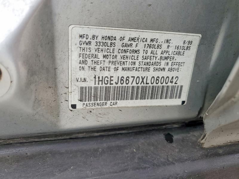 Aukcja sprzedaży 1999 Honda Civic, vin: 1HGEJ6670XL060042, numer aukcji: 65212416