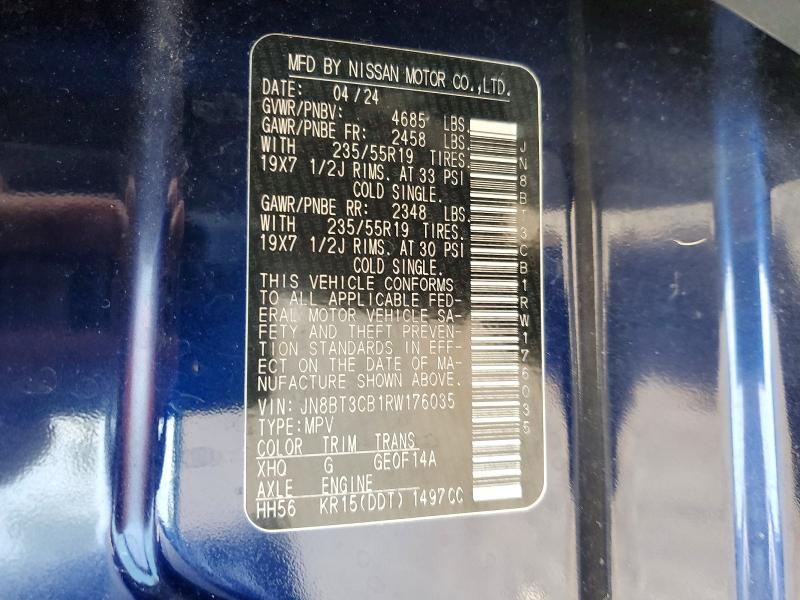 Продажа на аукционе авто 2024 Nissan Rogue, vin: JN8BT3CB1RW176035, номер лота: 63461116