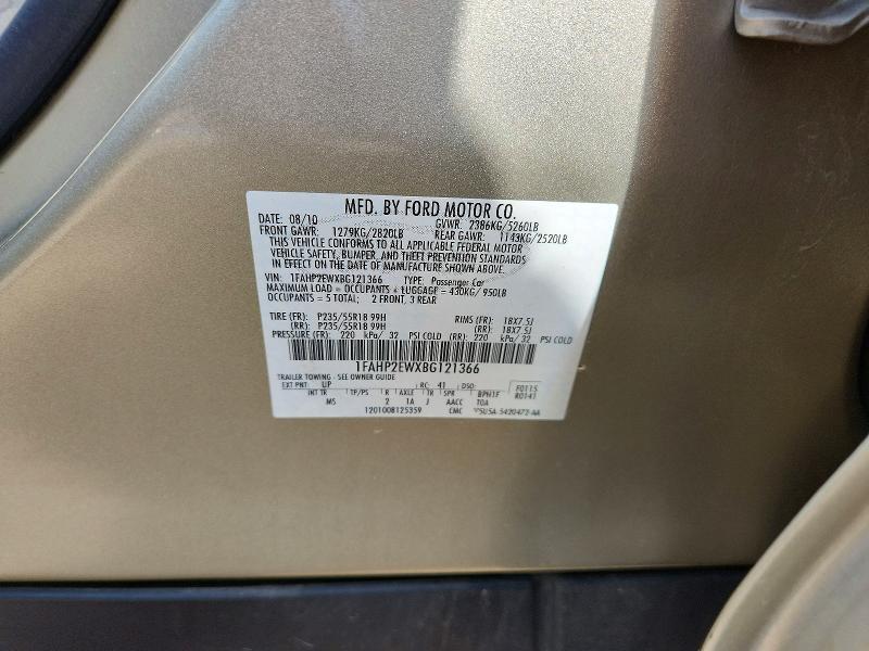 66417406 :رقم المزاد ، 1FAHP2EWXBG121366 vin ، 2011 Ford Taurus مزاد بيع