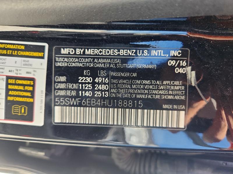 Продаж на аукціоні авто 2017 Mercedes-benz C, vin: 55SWF6EB4HU188815, номер лоту: 60863136