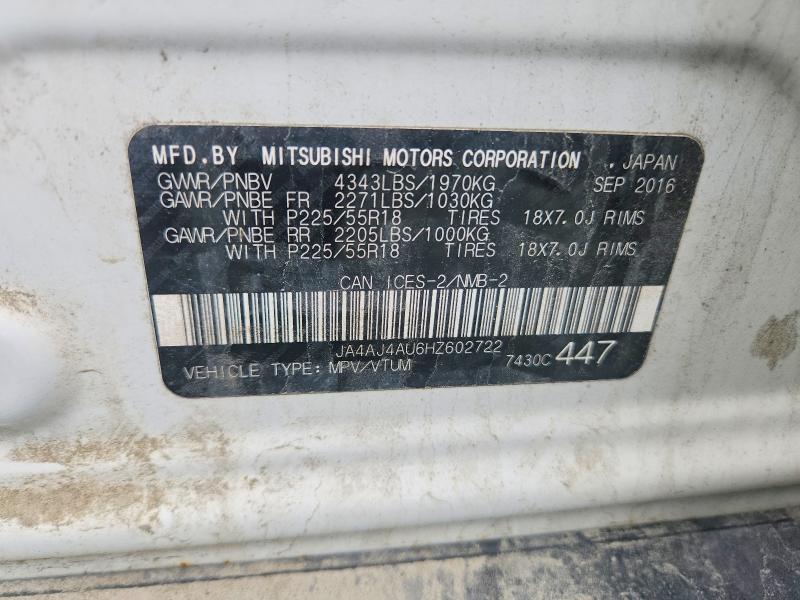 2017 Mitsubishi Rvr მანქანა იყიდება აუქციონზე, vin: JA4AJ4AU6HZ602722, აუქციონის ნომერი: 66545556