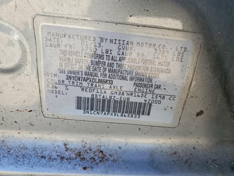64484966 :رقم المزاد ، 3N1CN7APXDL865833 vin ، 2013 Nissan Versa مزاد بيع