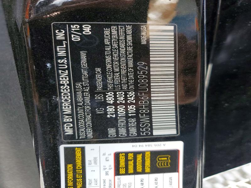 Aukcja sprzedaży 2015 Mercedes-benz C, vin: 55SWF8HB6FU089529, numer aukcji: 64318966