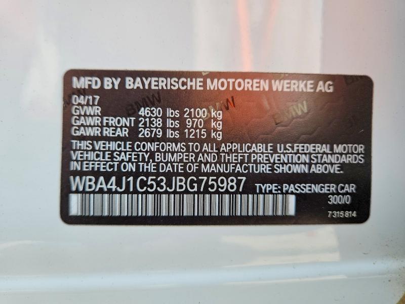 Продажа на аукционе авто 2018 Bmw 430i, vin: WBA4J1C53JBG75987, номер лота: 64029856
