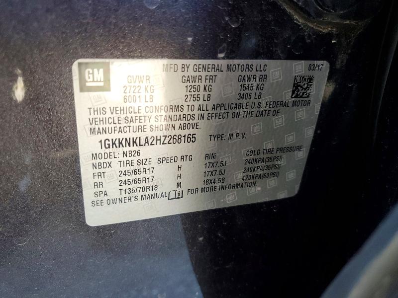 Продажа на аукционе авто 2017 Gmc Acadia, vin: 1GKKNKLA2HZ268165, номер лота: 65549386