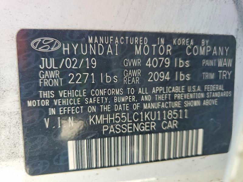 2019 Hyundai Elantra Gt მანქანა იყიდება აუქციონზე, vin: KMHH55LC1KU118511, აუქციონის ნომერი: 65397996