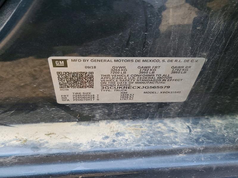 2018 Chevrolet Silverado მანქანა იყიდება აუქციონზე, vin: 3GCUKRECXJG565579, აუქციონის ნომერი: 66688156