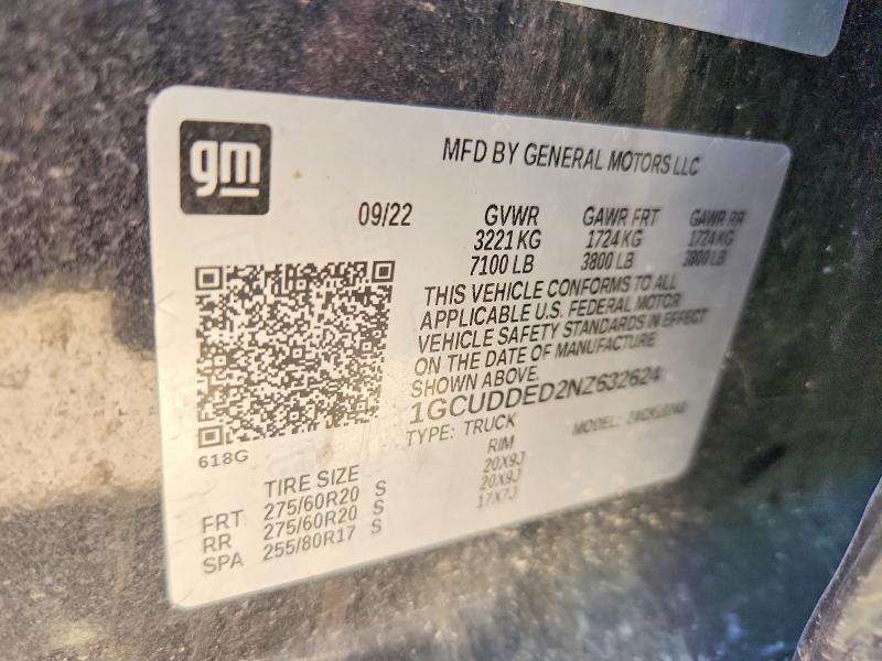 66929226 :رقم المزاد ، 1GCUDDED2NZ632624 vin ، 2022 Chevrolet Silverado مزاد بيع