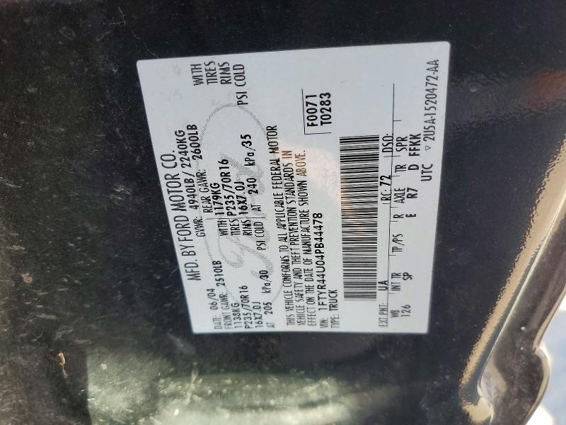 Auction sale of the 2004 Ford Ranger, vin: 1FTYR44U04PB44478, lot number: 63421706