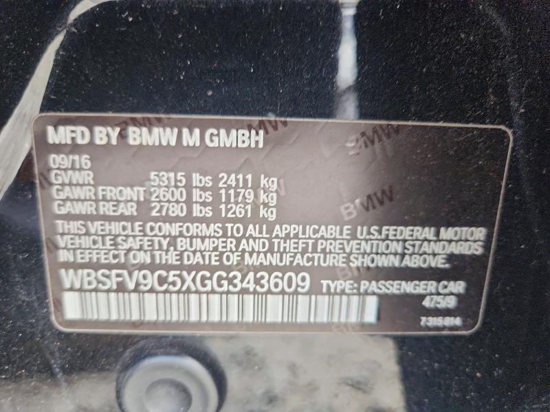 Продаж на аукціоні авто 2016 Bmw M5, vin: WBSFV9C5XGG343609, номер лоту: 64434476