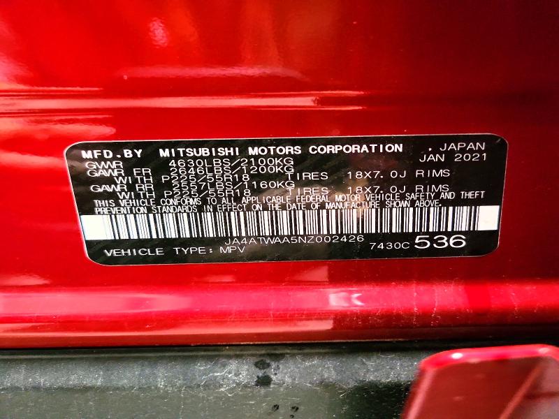 Aukcja sprzedaży 2022 Mitsubishi Eclipse Cross, vin: JA4ATWAA5NZ002426, numer aukcji: 63630126