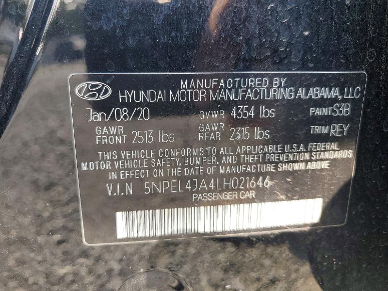 2020 Hyundai Sonata მანქანა იყიდება აუქციონზე, vin: 5NPEL4JA4LH021646, აუქციონის ნომერი: 66206086