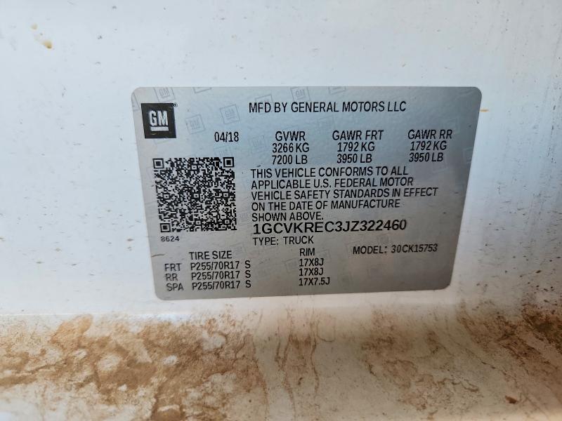 Продаж на аукціоні авто 2018 Chevrolet Silverado, vin: 1GCVKREC3JZ322460, номер лоту: 64427946