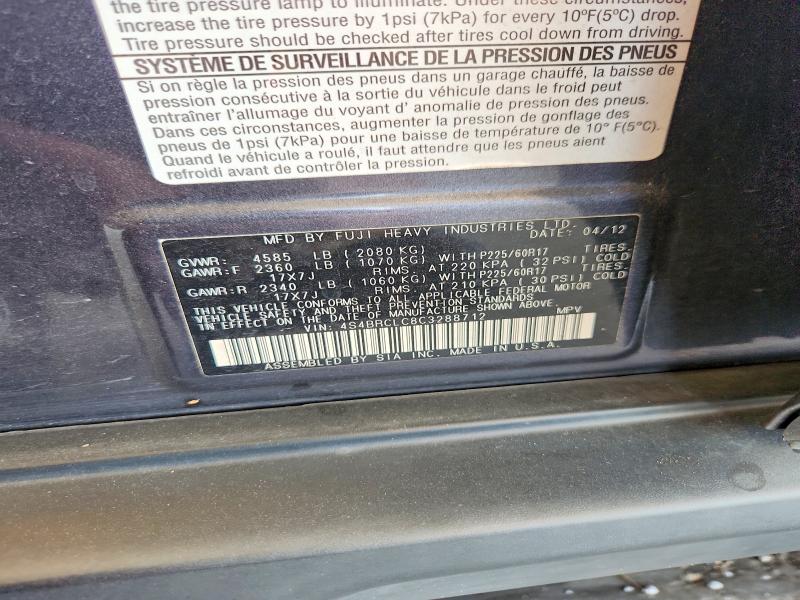 Aukcja sprzedaży 2012 Subaru Outback, vin: 4S4BRCLC8C3288712, numer aukcji: 65749526