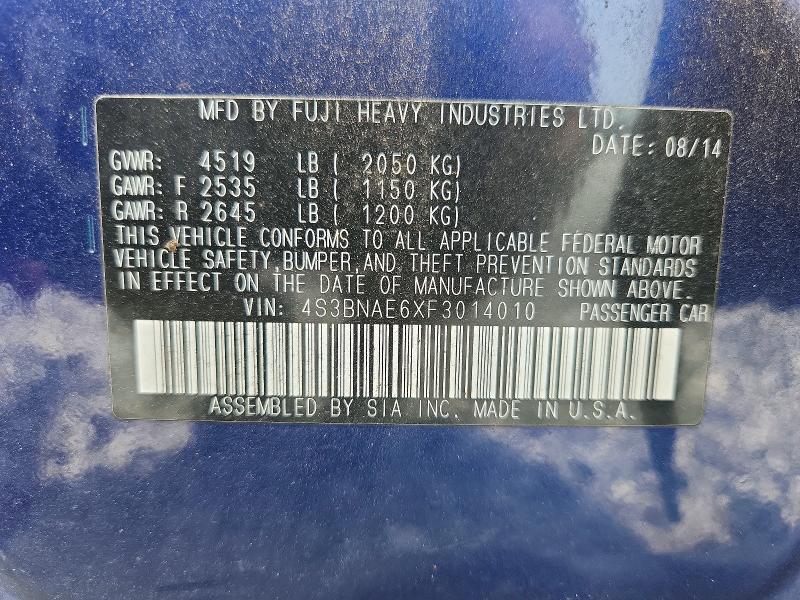 Aukcja sprzedaży 2015 Subaru Legacy, vin: 4S3BNAE6XF3014010, numer aukcji: 66625326