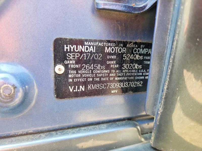 Продажа на аукционе авто 2003 Hyundai Santa Fe, vin: KM8SC73D93U370282, номер лота: 64582456
