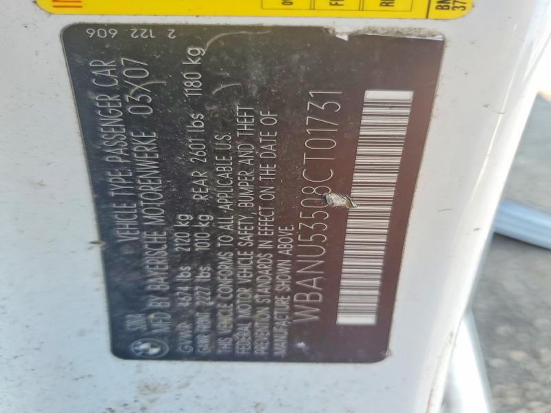 66694366 :رقم المزاد ، WBANU53508CT01731 vin ، 2008 Bmw 528 مزاد بيع