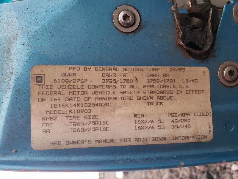 64894126 :رقم المزاد ، 1GTEK14K1SZ540201 vin ، 1995 Gmc Sierra مزاد بيع