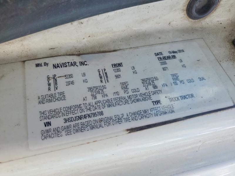 Продажа на аукционе авто 2015 International Prostar, vin: 3HSDJSNR4FN795708, номер лота: 63451726