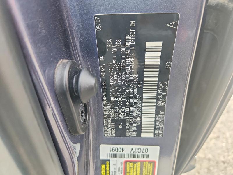 2008 Toyota Sienna მანქანა იყიდება აუქციონზე, vin: 5TDBK22C58S010327, აუქციონის ნომერი: 65060346