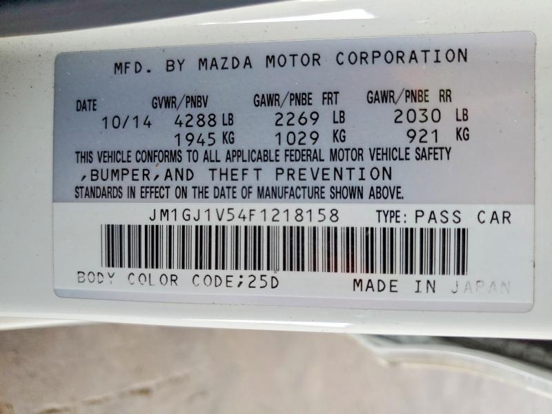 Продаж на аукціоні авто 2015 Mazda 6, vin: JM1GJ1V54F1218158, номер лоту: 66110836