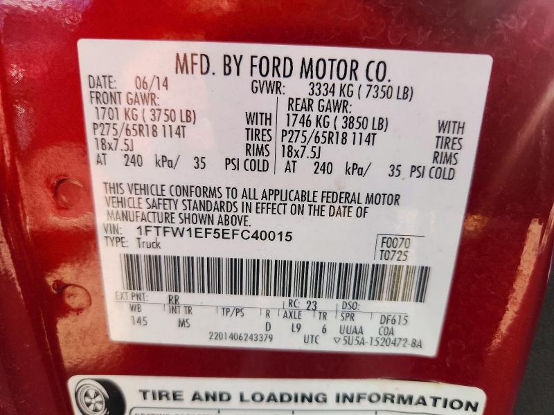 Aukcja sprzedaży 2014 Ford F150, vin: 1FTFW1EF5EFC40015, numer aukcji: 67187256