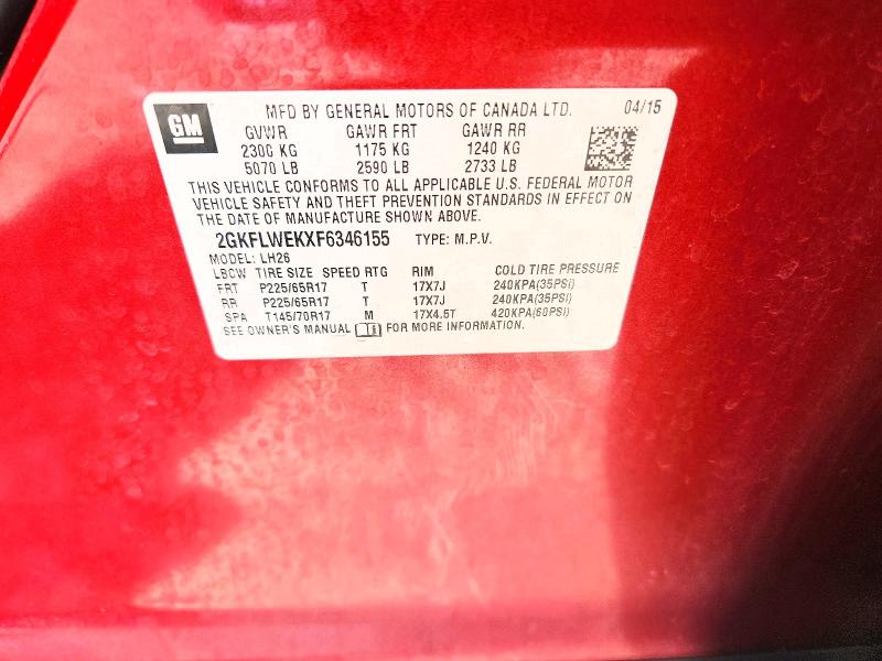 2015 Gmc Terrain მანქანა იყიდება აუქციონზე, vin: 2GKFLWEKXF6346155, აუქციონის ნომერი: 63431796