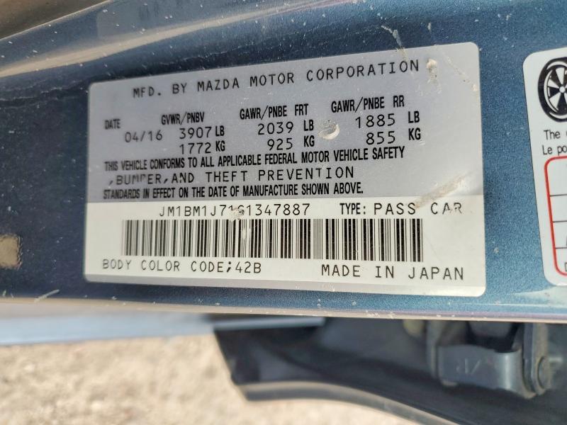 2016 Mazda 3 მანქანა იყიდება აუქციონზე, vin: JM1BM1J71G1347887, აუქციონის ნომერი: 66504136