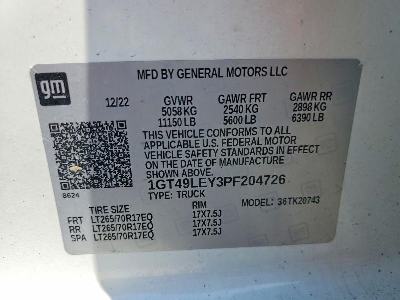 Продаж на аукціоні авто 2023 Gmc Sierra, vin: 1GT49LEY3PF204726, номер лоту: 66472286