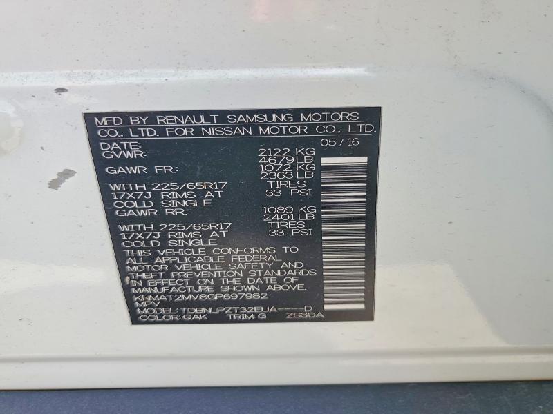 Aukcja sprzedaży 2016 Nissan Rogue, vin: KNMAT2MV8GP697982, numer aukcji: 64390106