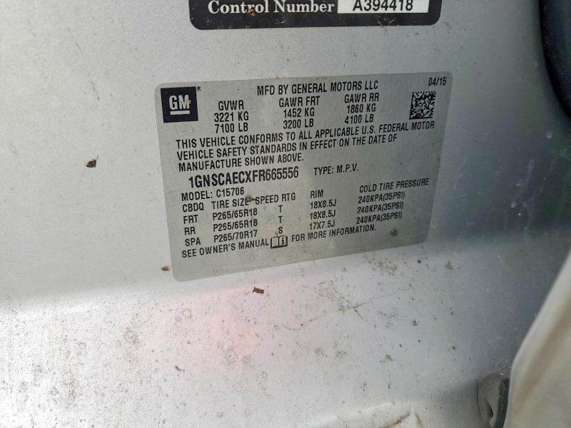 63775436 :رقم المزاد ، 1GNSCAECXFR665556 vin ، 2015 Chevrolet Tahoe مزاد بيع