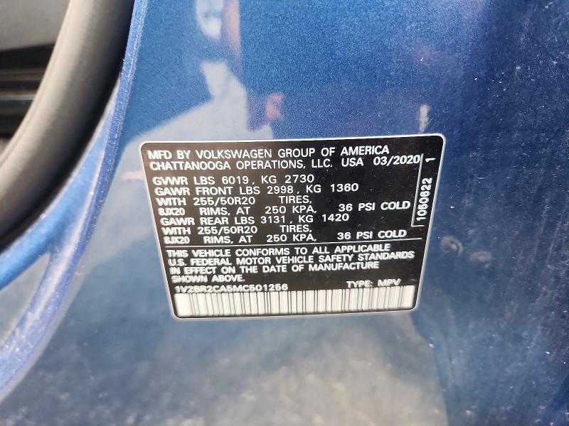 Продаж на аукціоні авто 2021 Volkswagen Atlas, vin: 1V2BR2CA5MC501256, номер лоту: 64029156