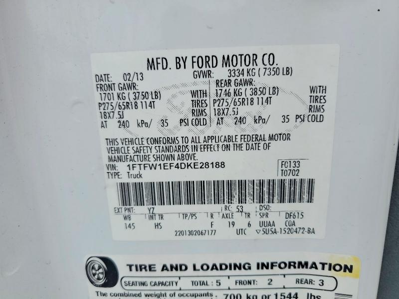 Продаж на аукціоні авто 2013 Ford F150, vin: 1FTFW1EF4DKE28188, номер лоту: 64183596