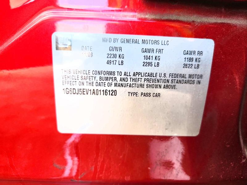 Aukcja sprzedaży 2010 Cadillac Cts, vin: 1G6DJ5EV1A0116120, numer aukcji: 65797676