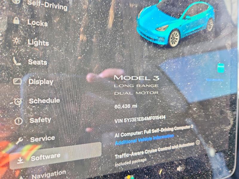 Auction sale of the 2021 Tesla Model 3, vin: 5YJ3E1EB4MF015414, lot number: 63241576