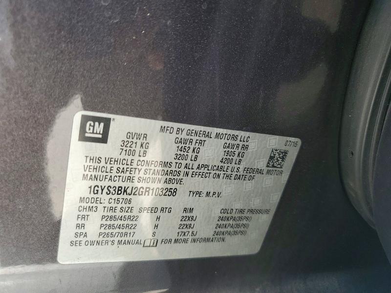 Продажа на аукционе авто 2016 Cadillac Escalade, vin: 1GYS3BKJ2GR103258, номер лота: 65452816