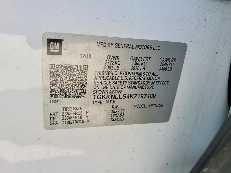 Aukcja sprzedaży 2019 Gmc Acadia, vin: 1GKKNLLS4KZ197489, numer aukcji: 65726286
