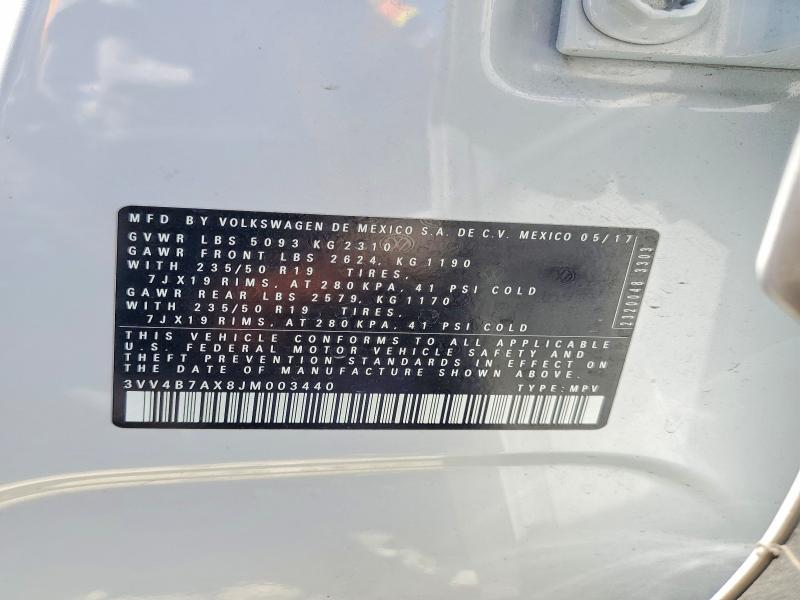 Продаж на аукціоні авто 2018 Volkswagen Tiguan, vin: 3VV4B7AX8JM003440, номер лоту: 64512806