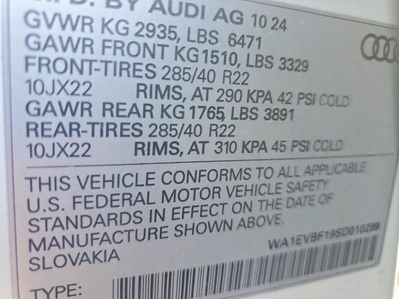 Aukcja sprzedaży 2025 Audi Q8, vin: WA1EVBF19SD010289, numer aukcji: 66459116