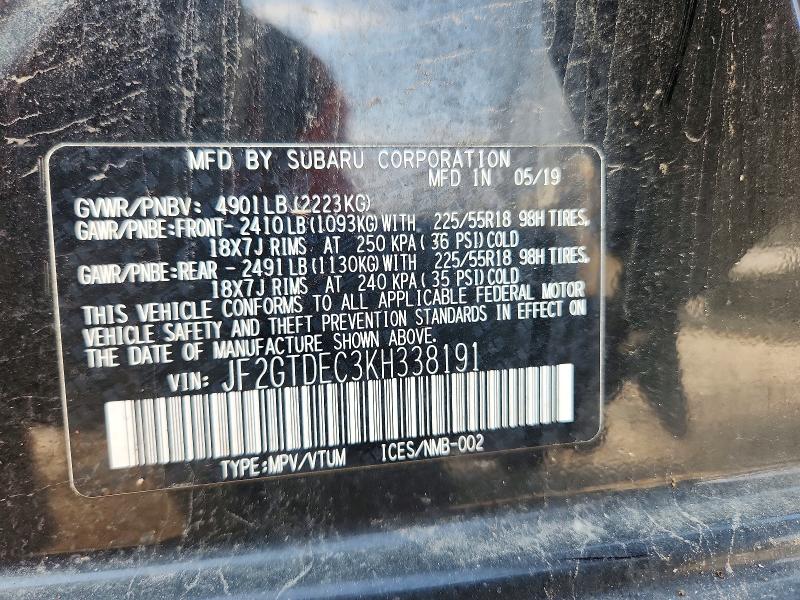 Aukcja sprzedaży 2019 Subaru Crosstrek, vin: JF2GTDEC3KH338191, numer aukcji: 66140236