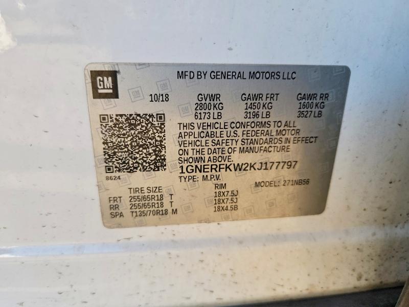 Aukcja sprzedaży 2019 Chevrolet Traverse, vin: 1GNERFKW2KJ177797, numer aukcji: 66838406